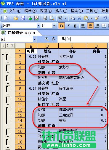 使用WPS表格完成数据分类汇总