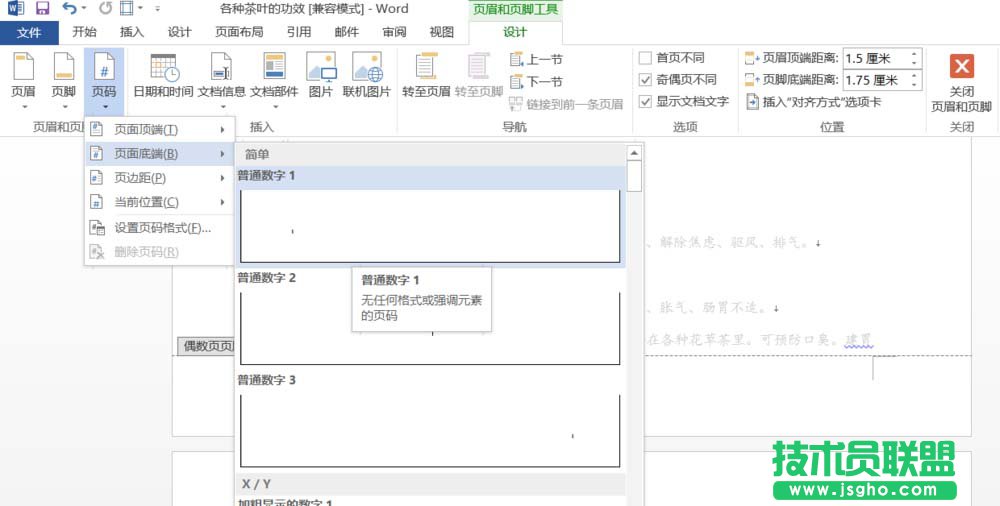 word2013页码如何设置为外侧样式