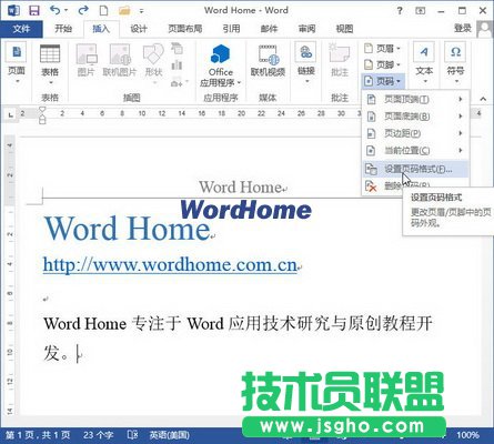 怎样设置Word2013文档的页码格式 三联
