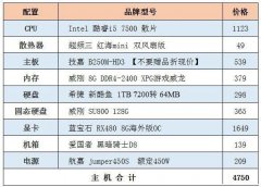 4800元i5-7500配RX480家用diy游戏电脑推荐