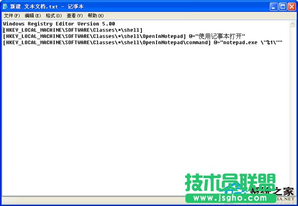小技巧教你在xp sp1系统右键菜单加入“用记事本打开”选项(3)