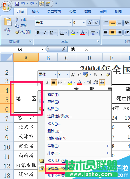 设置单元格格式