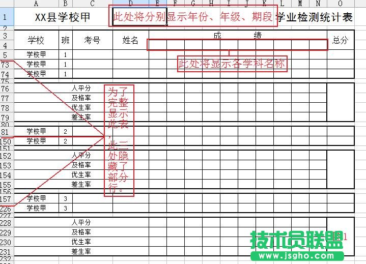 WPS表格怎么制作片区成绩统计  三联