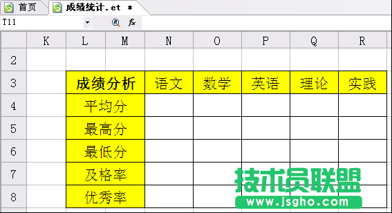 WPS表格制作成绩统计模版教程