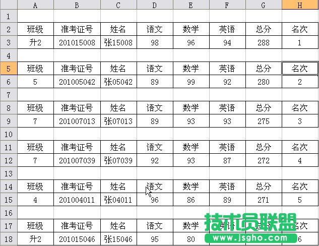 WPS表格定位制作成绩单教程