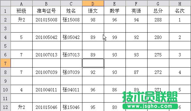 WPS表格定位制作成绩单教程