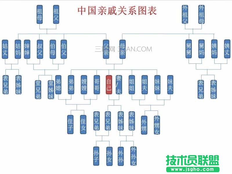 ppt如何绘制亲戚关系结构图表 三联