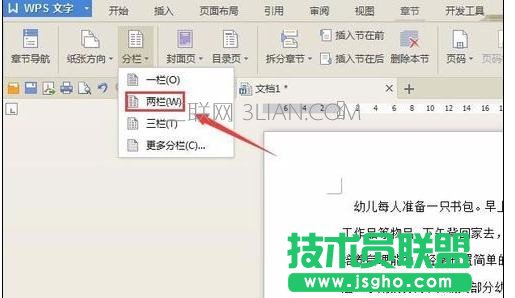 wps版2016如何设置文字分栏效果