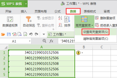 WPS表格中如何高亮显现重复的身份证号码