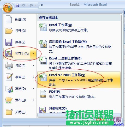 Excel2007保存xls文件