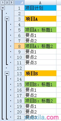 Excel的多级分组显示