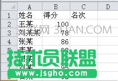 如何在excel中进行排名 三联