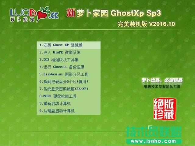 萝卜家园xp sp3完美装机版最新ghost系统下载