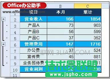 使用excel的组合功能实现数据隐藏的方法