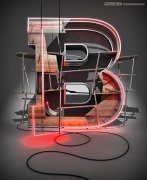 C4D如何制作三维立体艺术字母B