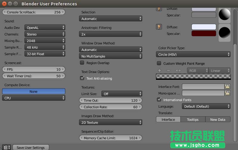 Blender2.7.8中文显示框框乱码怎么解决