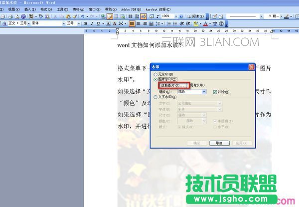 word怎么设置水纹