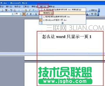 怎么设置word只显示一页 三联