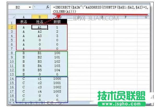 Excel中进行函数公式合并多个工作表的操作方法
