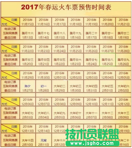 2017春运时间公布可买什么时候的票 三联