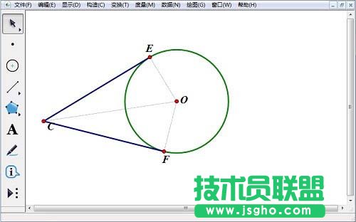 几何画板如何画圆外一点的切线