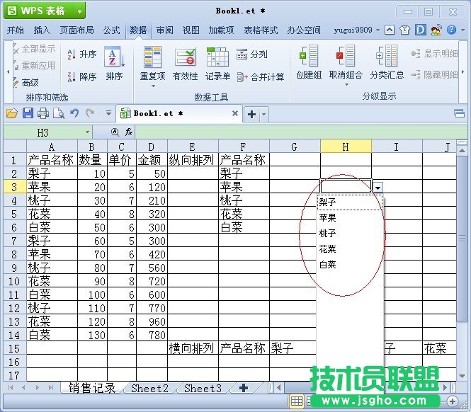 WPS表格提取数据源中的不重复项教程