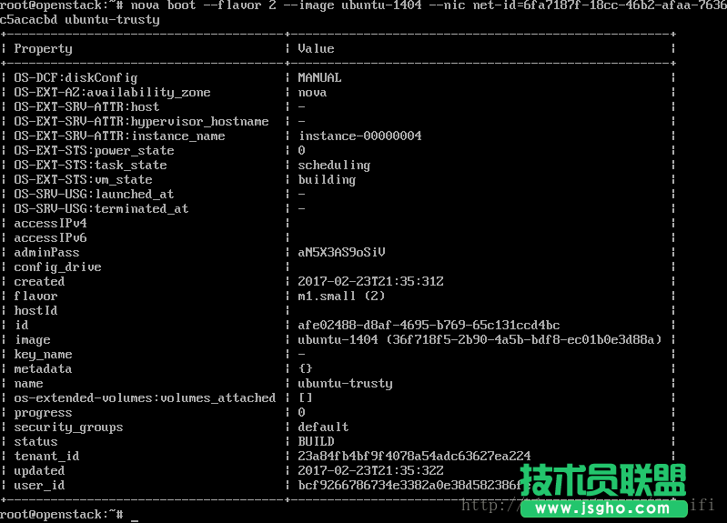 Openstack使用ubuntu镜像启动虚拟机实例详解