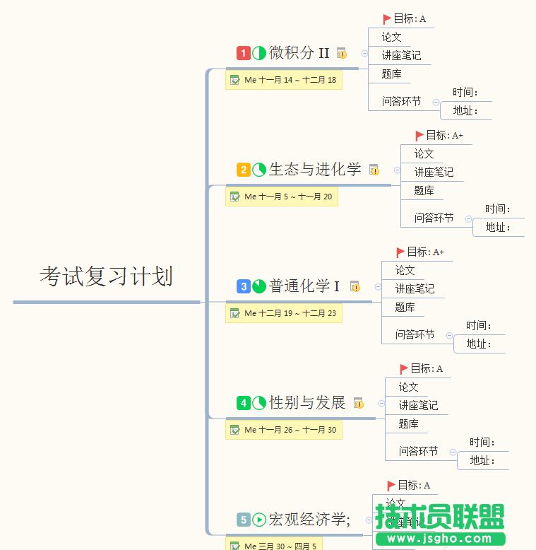 XMind思维导图中怎么制定复习计划
