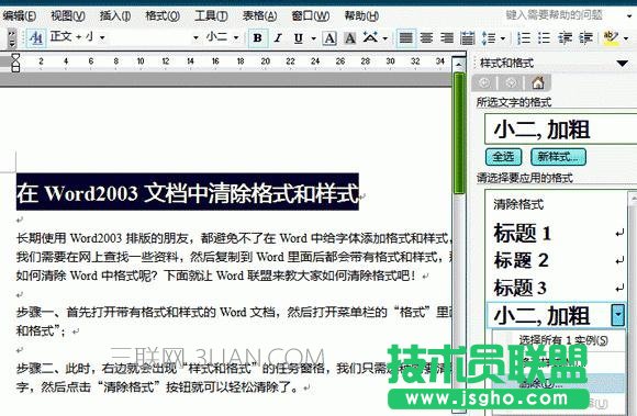 Word文档中如何清除格式和样式