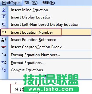 MathType公式格式菜单