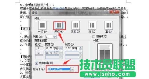 word如何设置一页分两栏