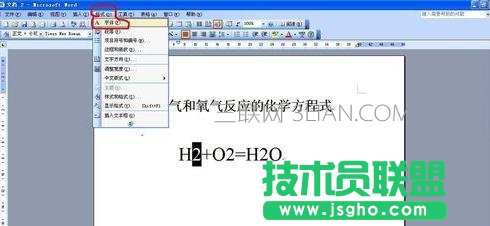 word如何写化学方程式