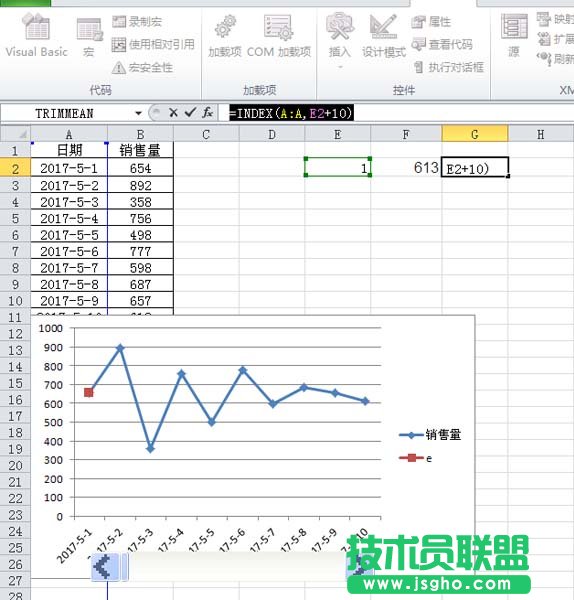 excel制作随着滚动条变化的动态图表方法