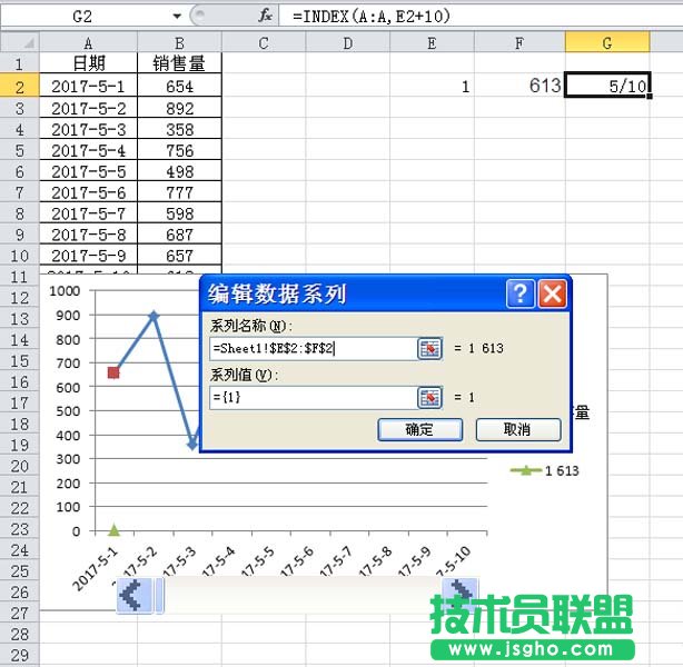 excel制作随着滚动条变化的动态图表方法