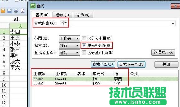 WPS表格中如何使用模糊查找与精确查找