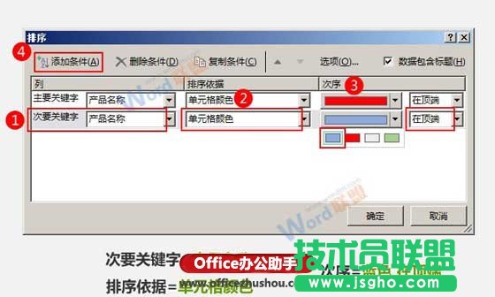 按单元格颜色对Excel数据进行排序的方法