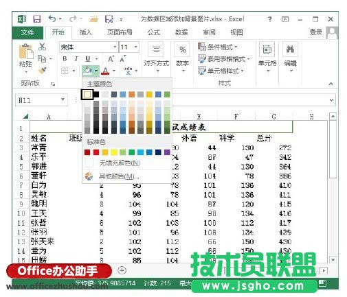 Excel 2013中为数据区域添加背景图片的的方法