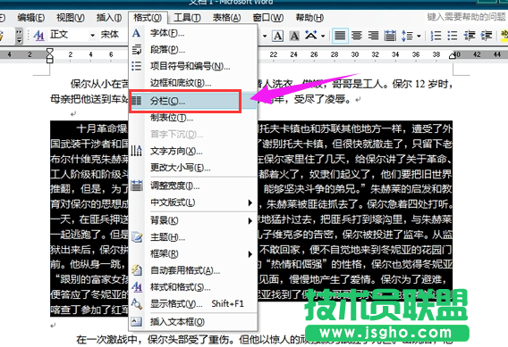 电脑公司XP系统电脑Word分栏的用法(3)