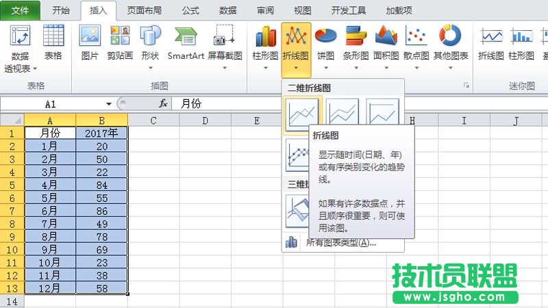 excel折线图怎么设置不同颜色显示