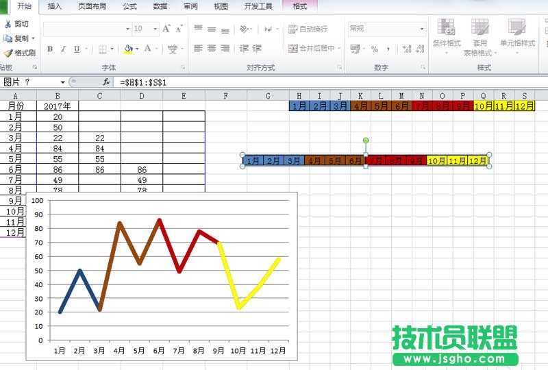 excel折线图怎么设置不同颜色显示