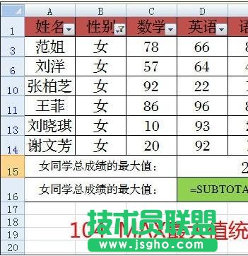 excel中subtotal函数如何使用
