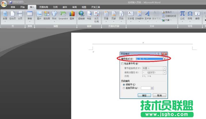 word中如何插入abcd英文字母的页码
