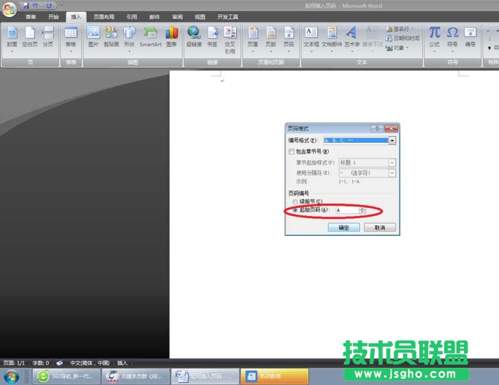 word中如何插入abcd英文字母的页码