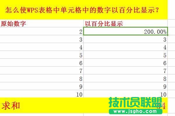 WPS表格中的数据怎么以百分比显示?