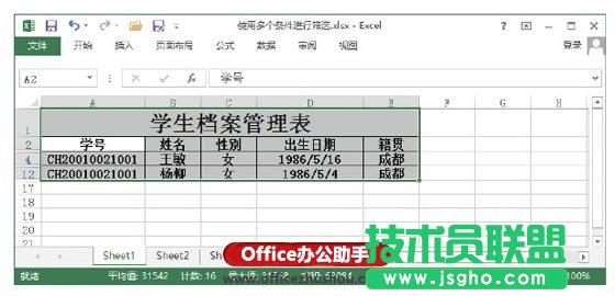 Excel中使用多个条件进行筛选的方法
