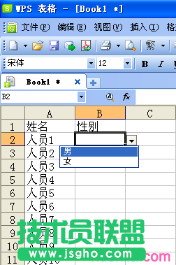wps表格如何快速输入性别
