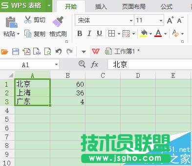 WPS表格中怎么插入饼形图?