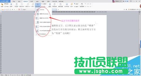 wps文档中的文字怎么改变文字显示方向?