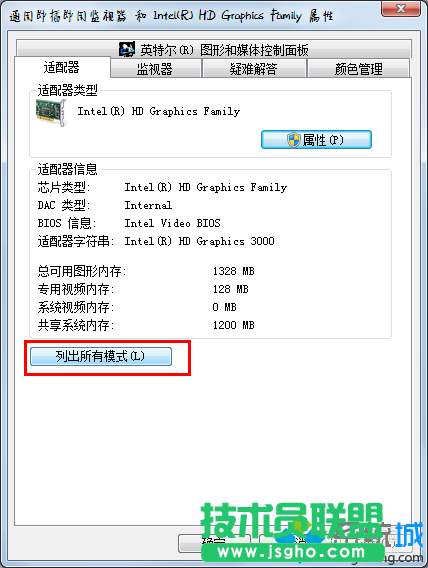 点击”列出所有模式“