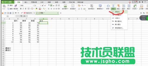wps表格如何求出总分
